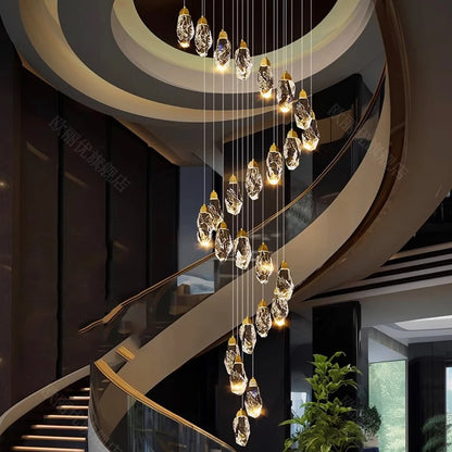 Modern Crystal Pendant Chandelier for High Ceilings