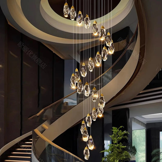 Modern Crystal Pendant Chandelier for High Ceilings