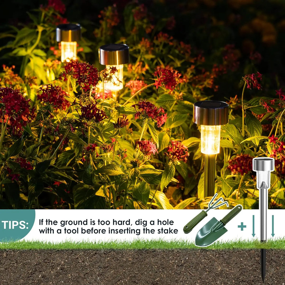 Solar Stainless Steel Pathway Lights for Outdoor Walkways