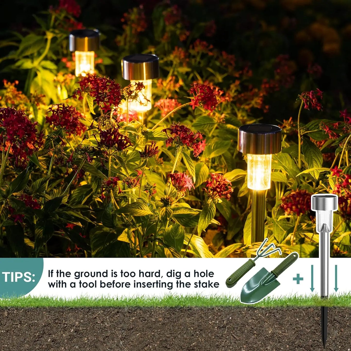 Solar Stainless Steel Pathway Lights for Outdoor Walkways