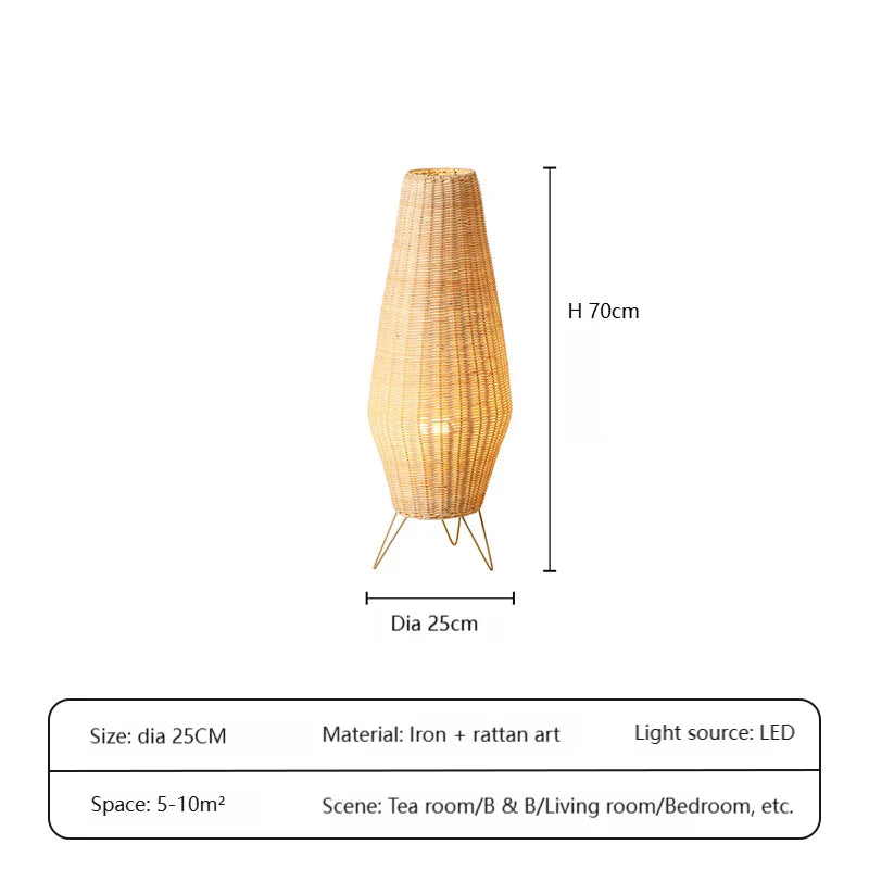 Handwoven Rattan Floor Lamp for Indoor and Outdoor Spaces