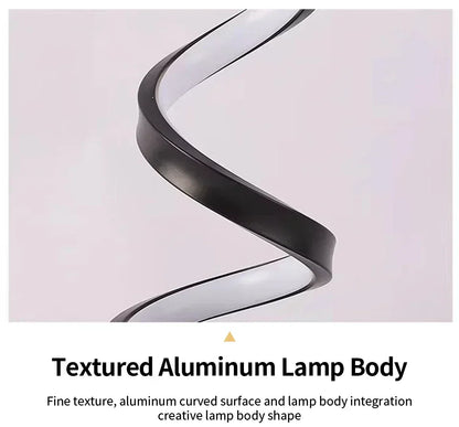 Spiral LED Table Lamp – 3 Color Dimming, USB Powered, Modern Bedroom Light