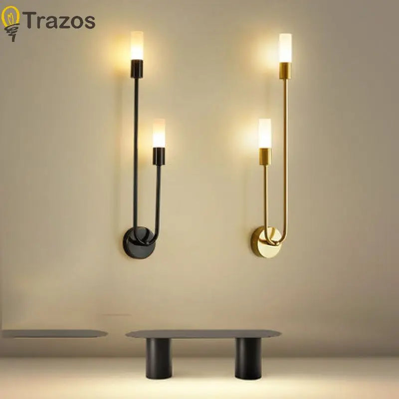 Nordic Luxury Wall Lamp LED Black Gold Bedroom Sconce