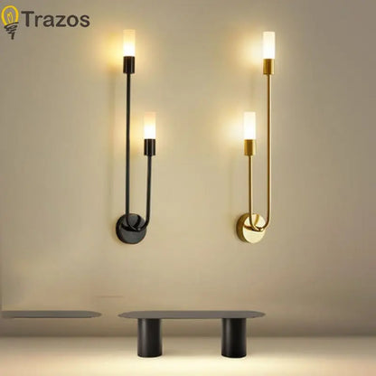 Nordic Luxury Wall Lamp LED Black Gold Bedroom Sconce