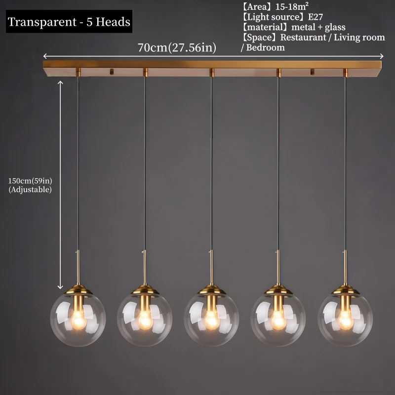Modern Luxury Glass Pendant Light Nordic LED Hanging Lamp
