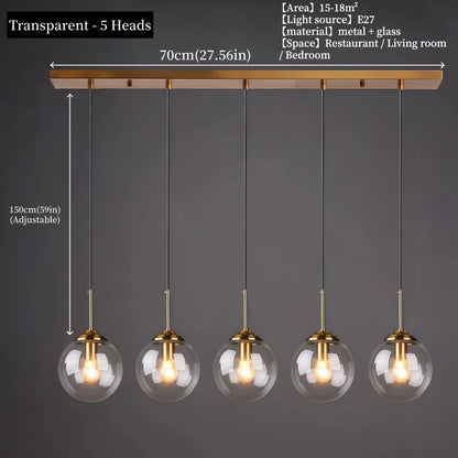 Modern Luxury Glass Pendant Light Nordic LED Hanging Lamp
