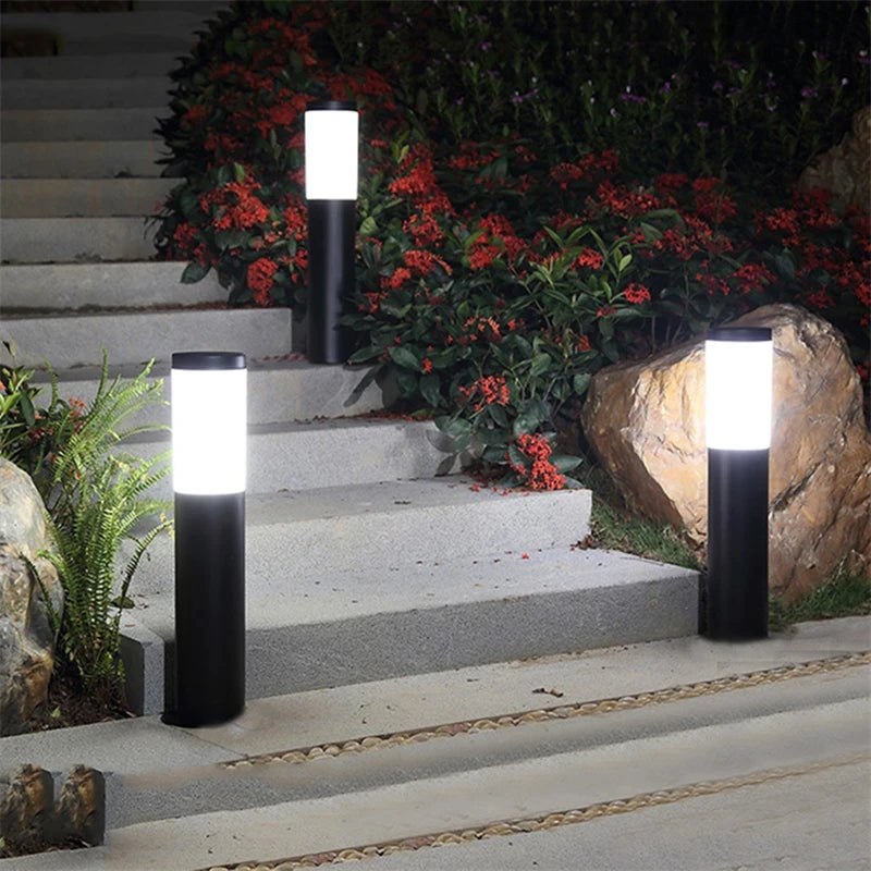 Solar Garden Path Light Stainless Steel Outdoor Pillar Lawn Lamp