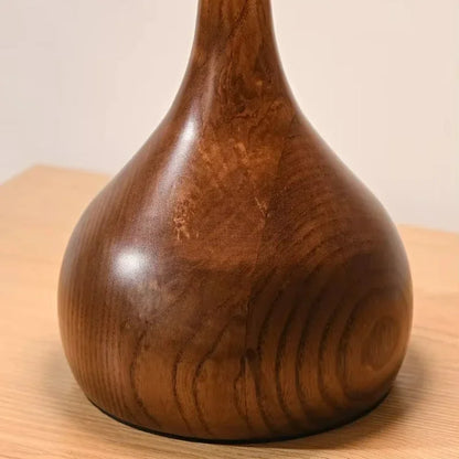 Retro Wooden Table Lamp – French Vintage Glass Bedside Light