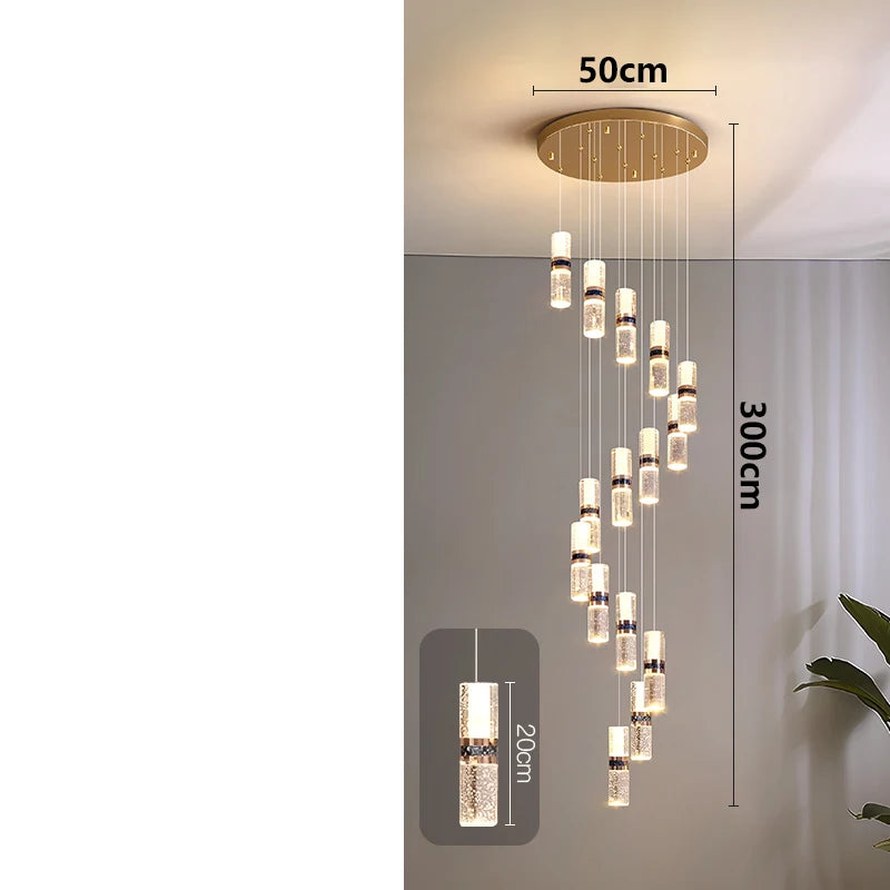 Luxury Crystal Staircase Chandelier for High Ceilings