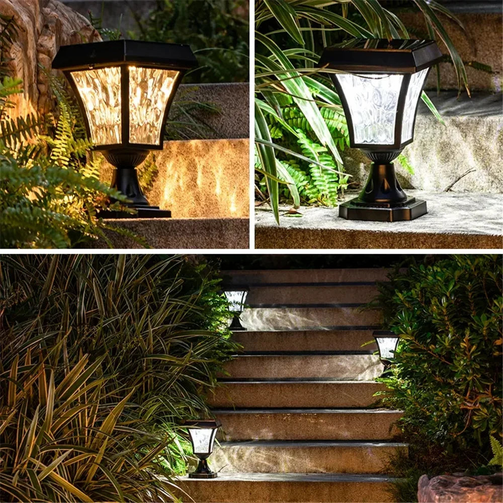 Solar LED Post Light Waterproof Garden Fence Lamp