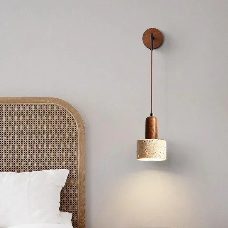 Wabi Sabi Stone Wall Lamp Bedroom Bedside LED Light