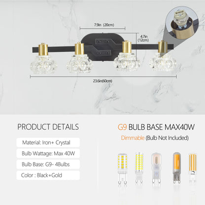 Vintage Crystal Wall Sconce for Bathrooms and Hallways