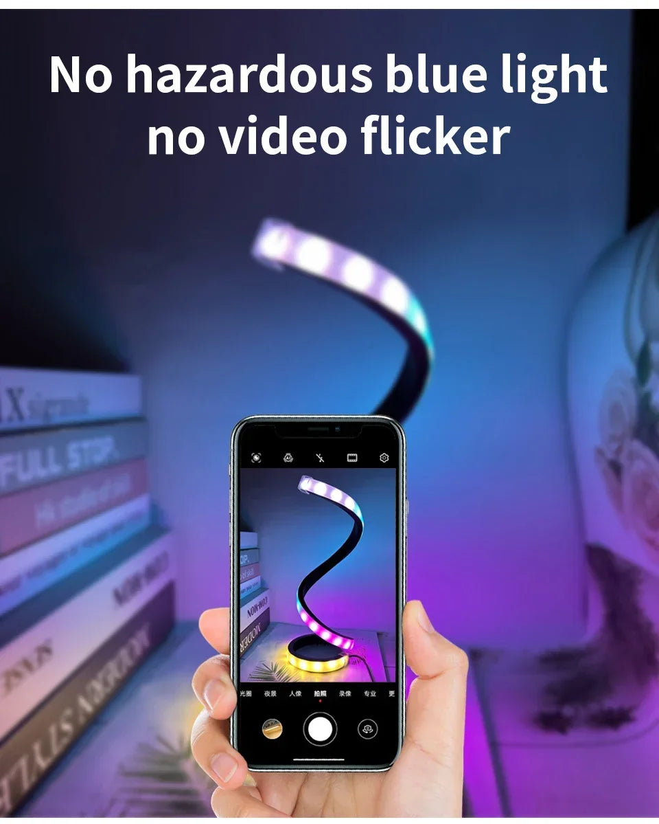 Spiral LED Table Lamp – 3 Color Dimming, USB Powered, Modern Bedroom Light