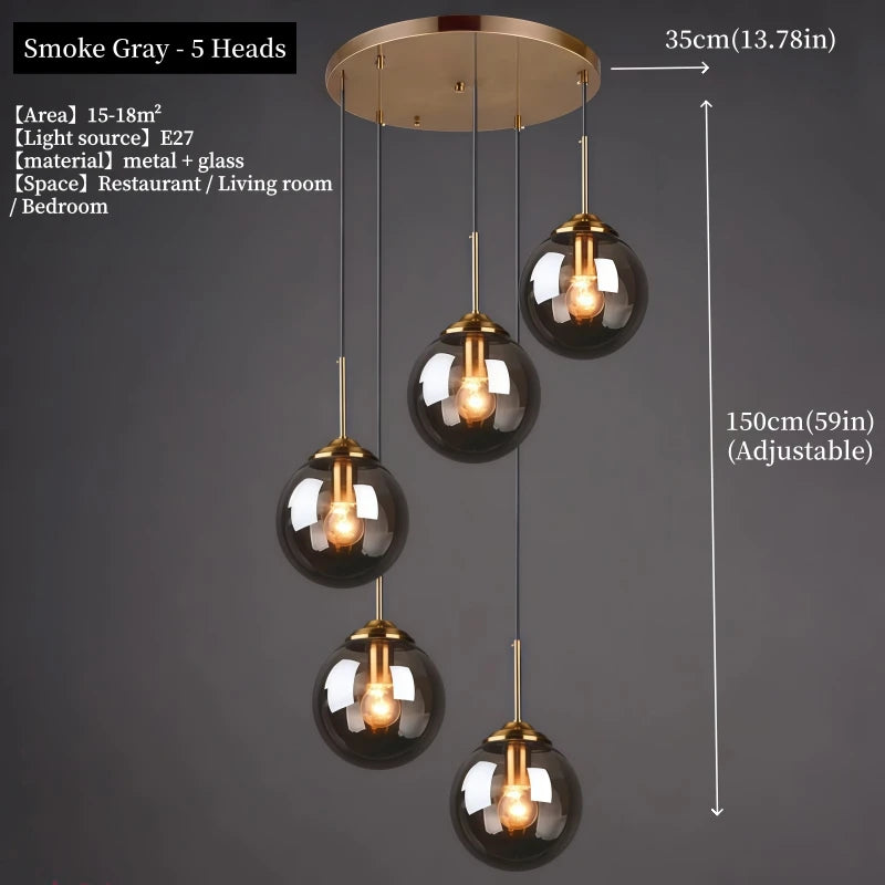 Modern Luxury Glass Pendant Light Nordic LED Hanging Lamp