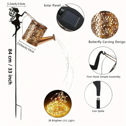 Solar Watering Can String Lights for Garden Decor