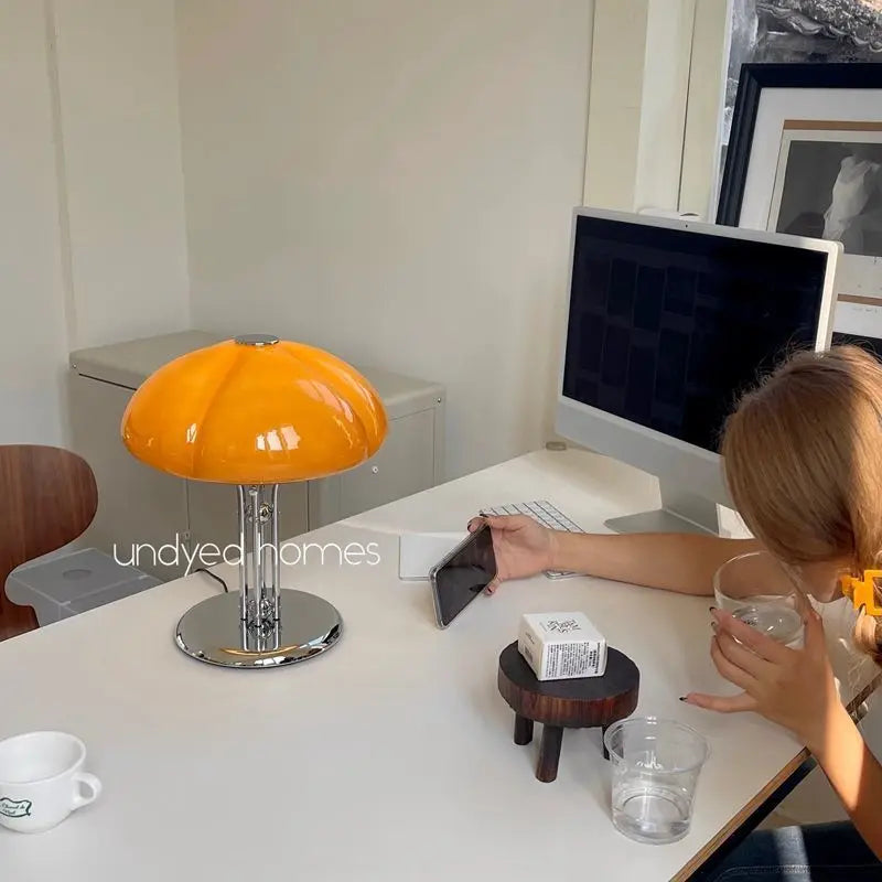 Korean Mushroom Table Lamp – Rechargeable Designer Bedside Light