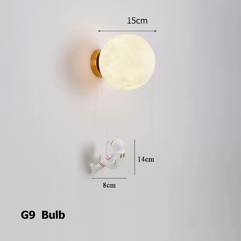Astronaut Moon Wall Lamp for Kids Bedrooms