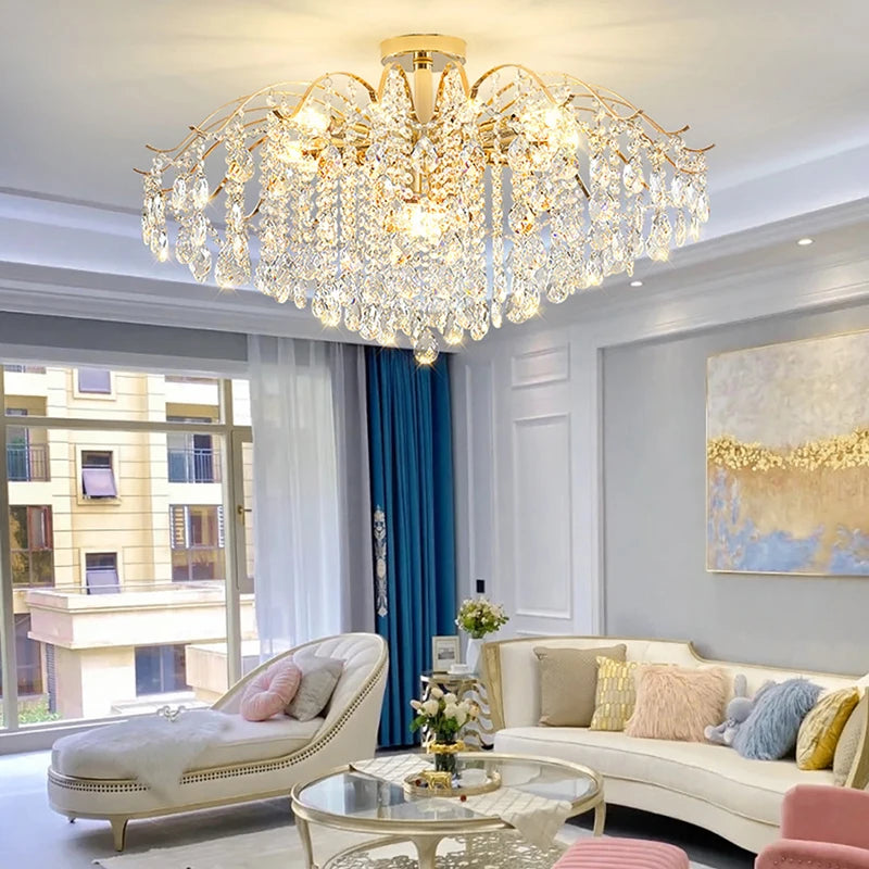 Luxury Crystal Ceiling Chandelier LED Living Room Light