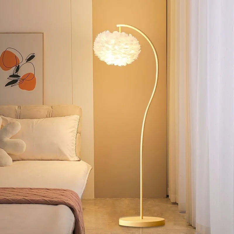 Bohemian Feather Floor Lamp for Soft Ambient Lighting