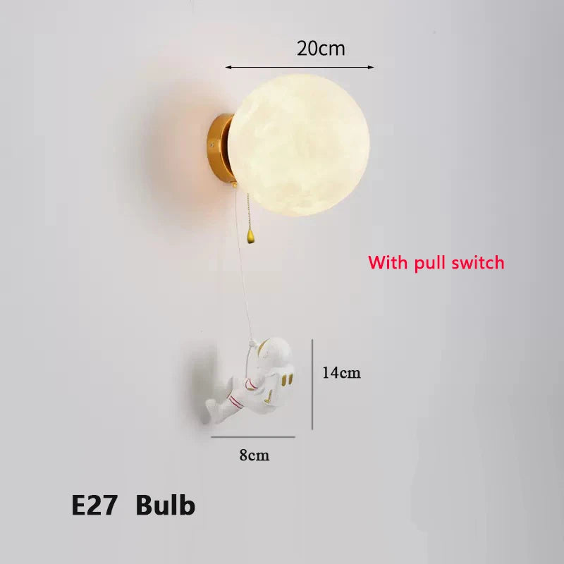 Astronaut Moon Wall Lamp for Kids Bedrooms