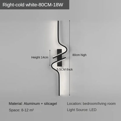Minimalist LED Wall Light Bedroom Bedside Living Room Sconce