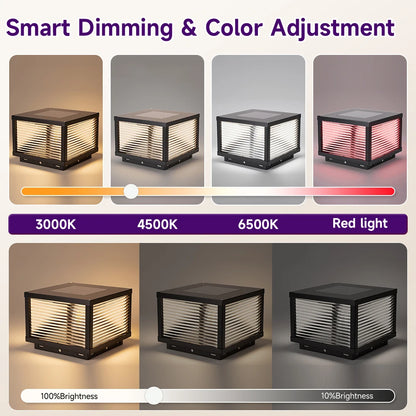 Solar Post Lamp Waterproof Outdoor Pillar Column Garden Light
