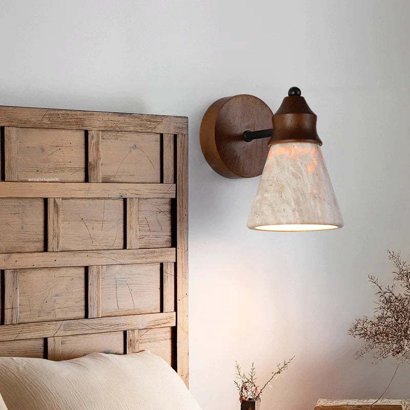 Natural Travertine Stone Wall Sconce for Bedrooms