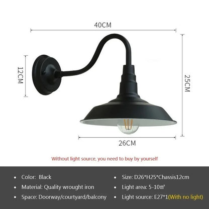 Retro Waterproof Outdoor Wall Light for Garden Entrances