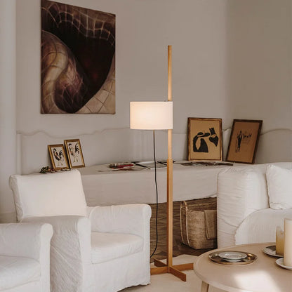 Adjustable Japanese Wooden Floor Lamp for Reading Nooks