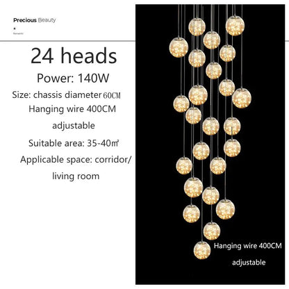 Modern Glass Ball Chandelier for Living Rooms