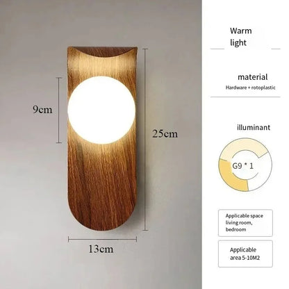 Walnut Wood Grain Wall Lamp for Cozy Interiors