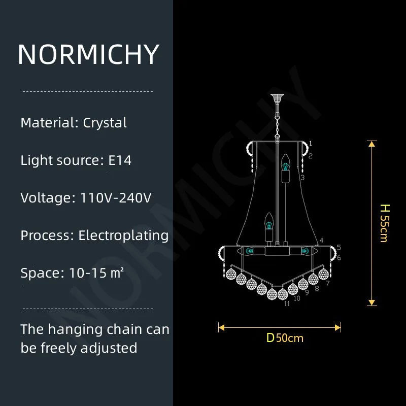 Luxury Crystal Chandelier for Villas and Staircases