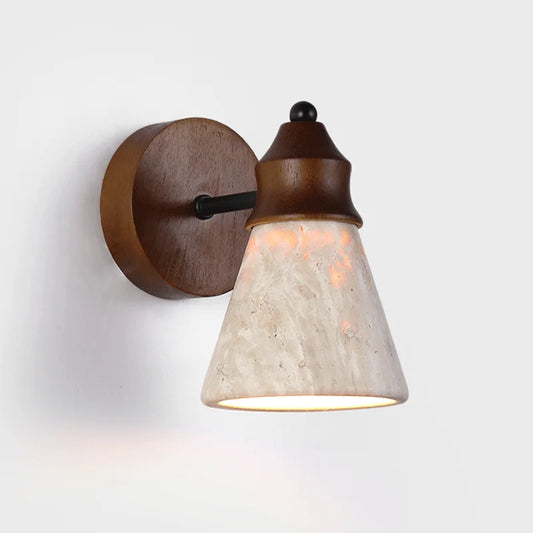 Natural Travertine Stone Wall Sconce for Bedrooms