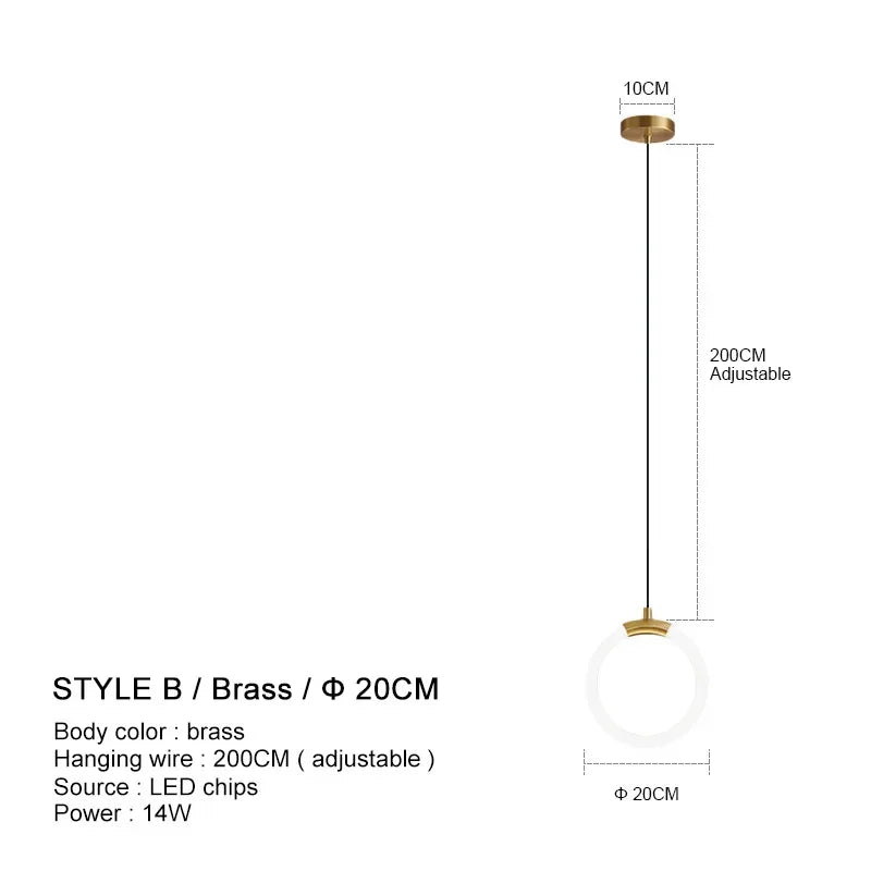 Minimalist Pendant Lamp Nordic Bedroom Bedside Hanging Light