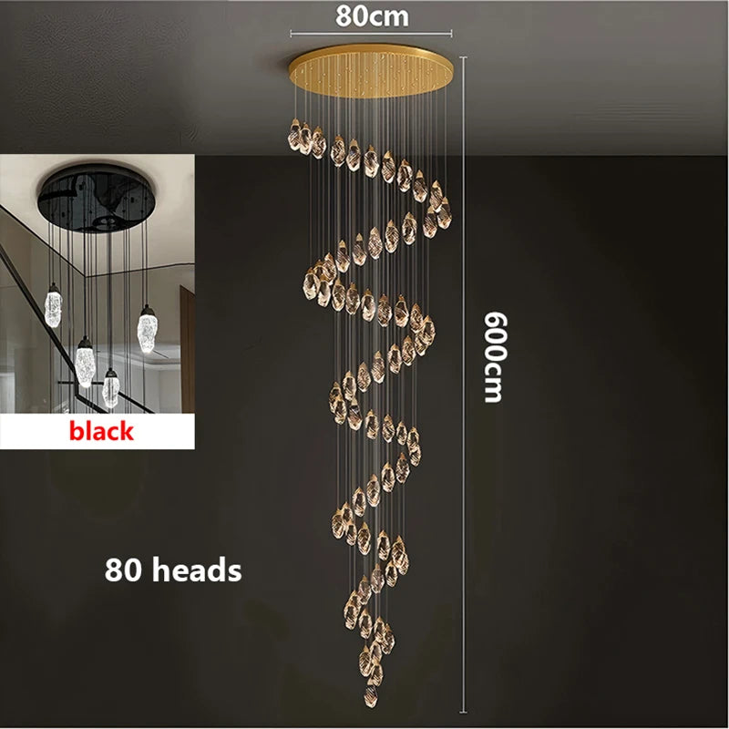 Modern Crystal Pendant Chandelier for High Ceilings