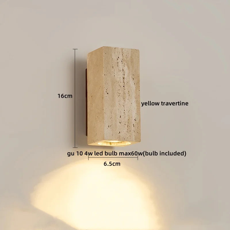 Wabi Sabi Travertine Wall Lamp for Cozy Bedrooms