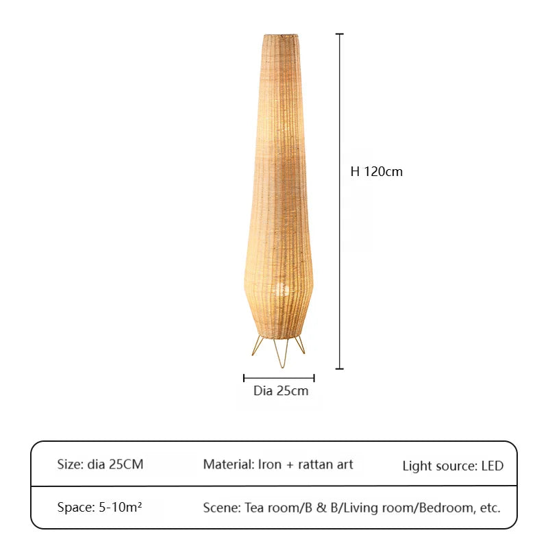 Handwoven Rattan Floor Lamp for Indoor and Outdoor Spaces