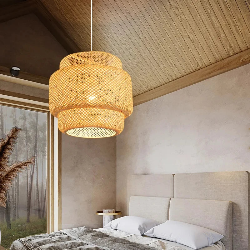 Modern Bamboo Pendant 30cm Hand-Woven Lantern Dining Bedroom