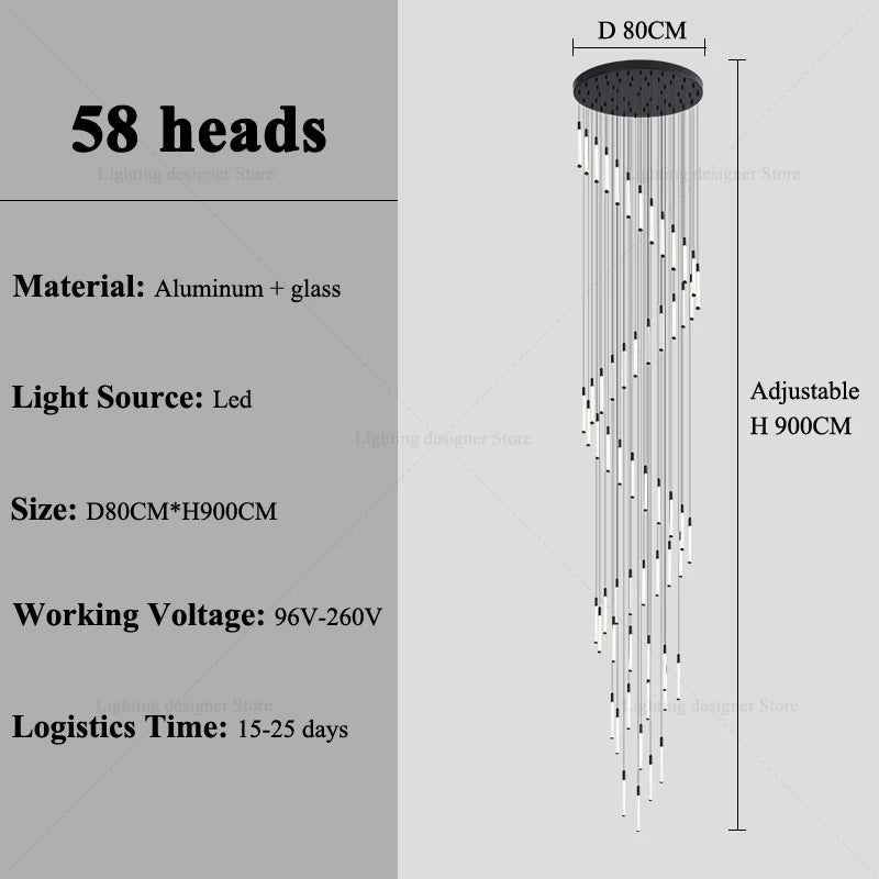 Modern Staircase Pendant Chandelier for High Ceilings