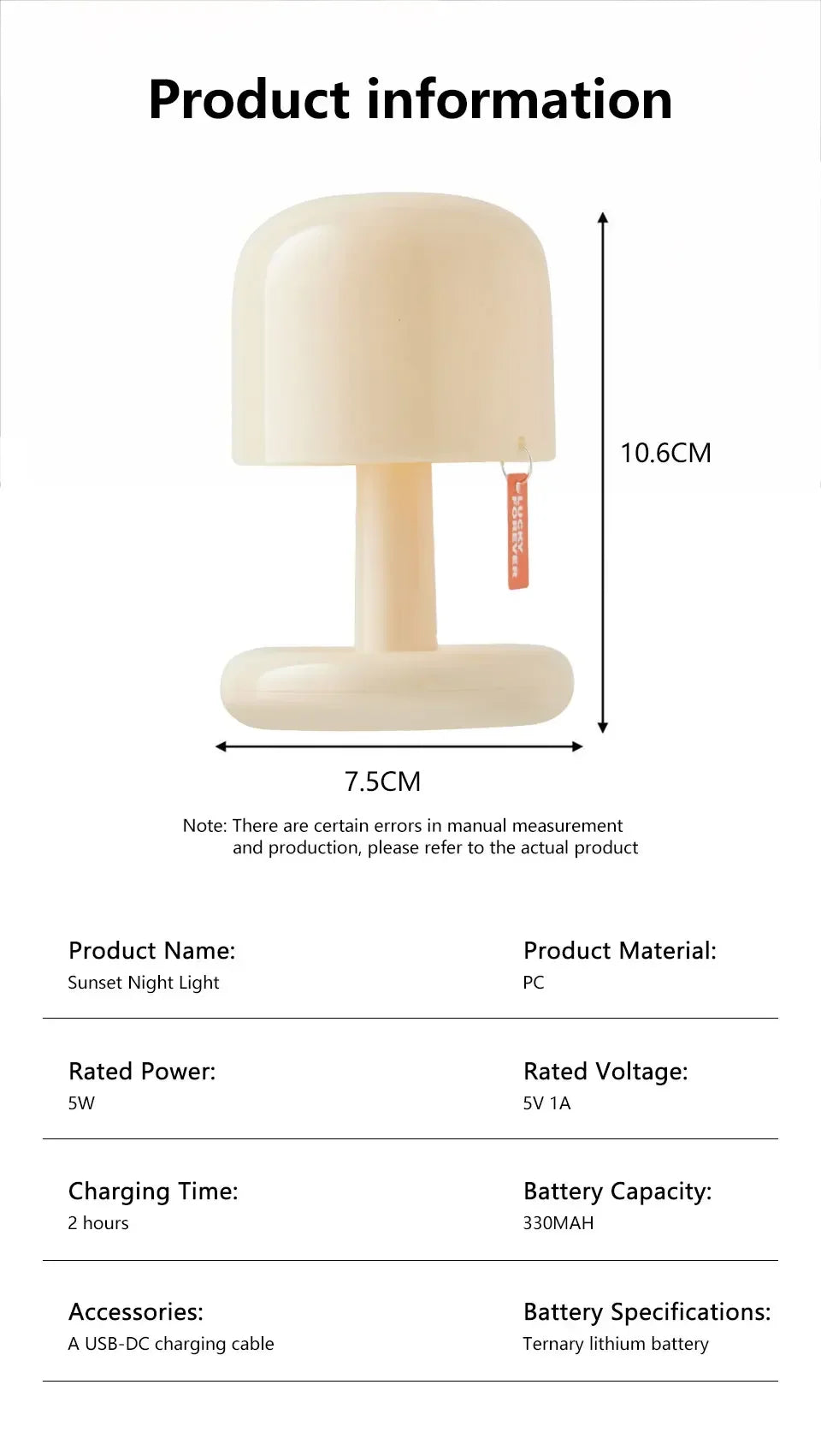 Sunset Mushroom LED Lamp – Rechargeable Ambient Night Light for Cozy Spaces