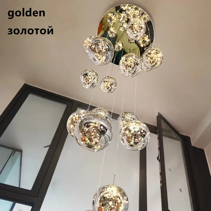Dimmable Glass Ball Pendant Light for Staircases