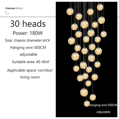 Modern Glass Ball Chandelier for Living Rooms
