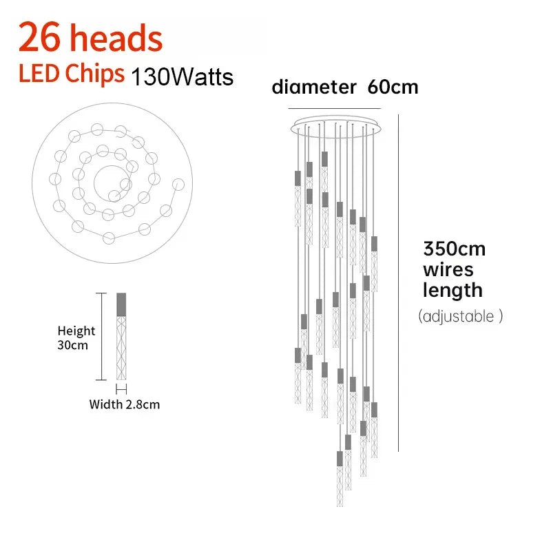 Spiral Crystal Staircase Chandelier for Luxury Interiors
