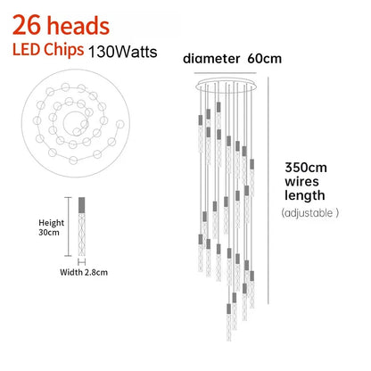 Spiral Crystal Staircase Chandelier for Luxury Interiors