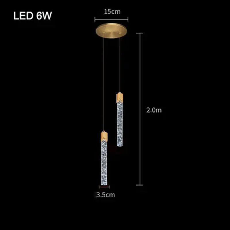 Nordic Crystal Pendant Light LED Bedroom Hanging Lamp
