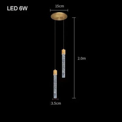 Nordic Crystal Pendant Light LED Bedroom Hanging Lamp