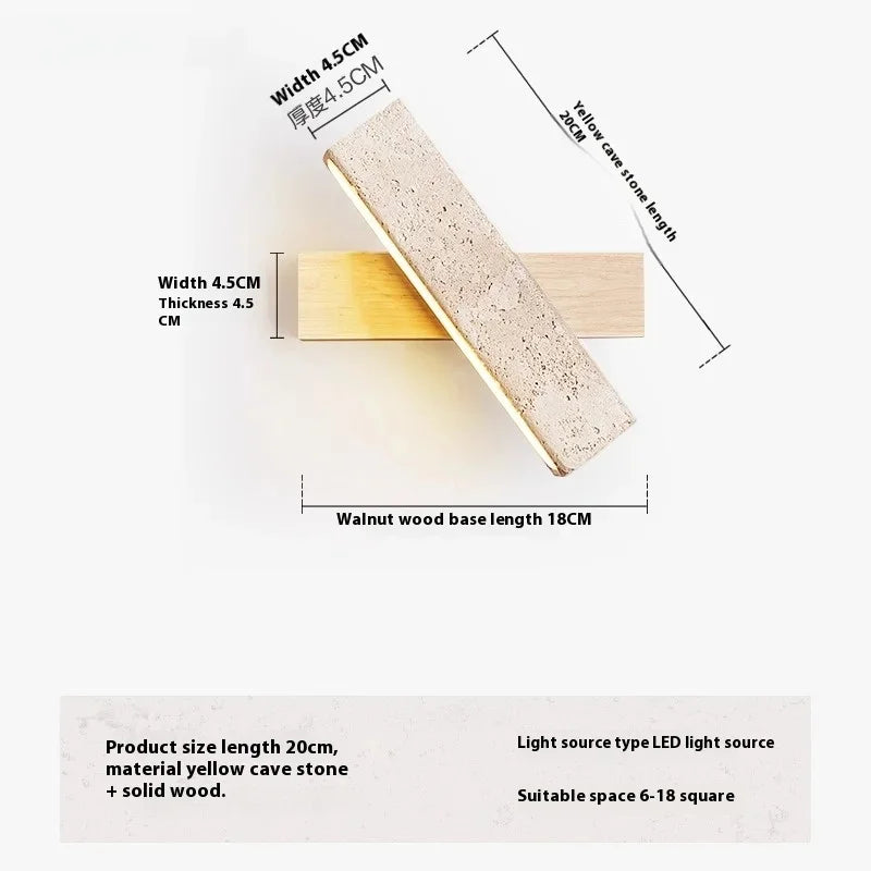 Wabi Sabi Travertine Wall Light with Pull Chain