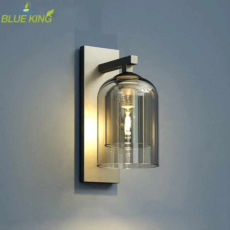 Modern Double Glass Wall Sconce for Bedrooms
