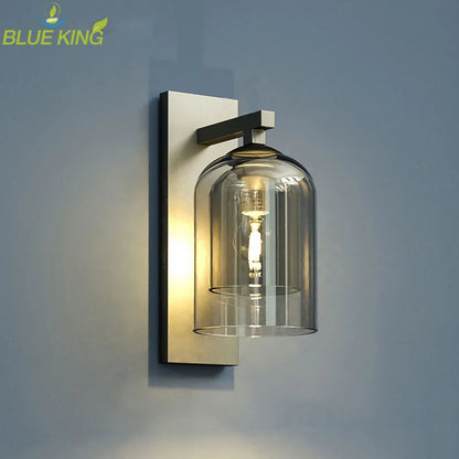 Modern Double Glass Wall Sconce for Bedrooms