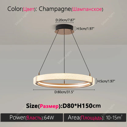 Modern Round Ring Chandelier LED Living Room Bedroom Pendant Light